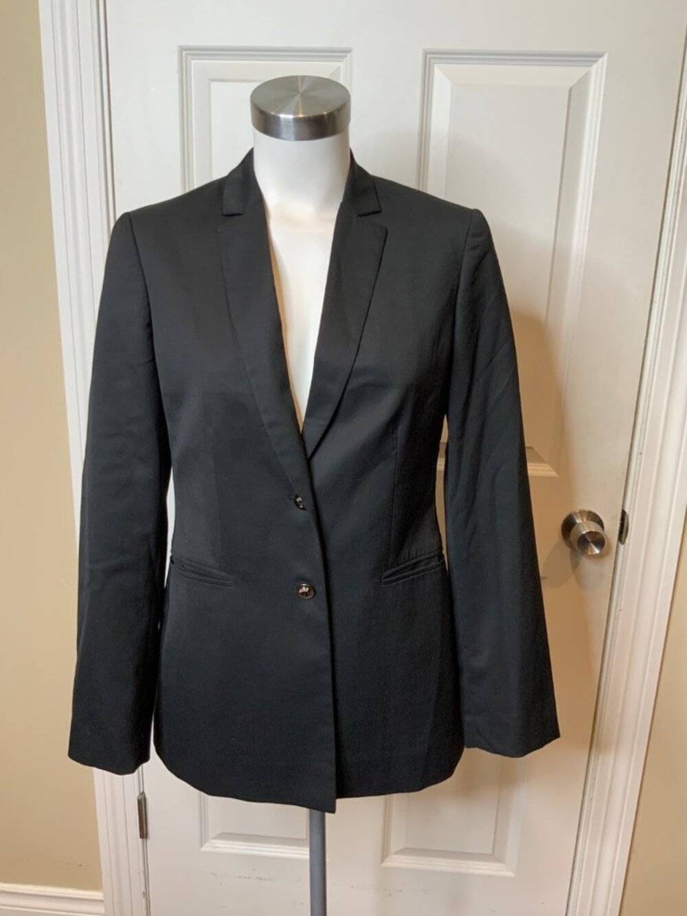 Versace Black Wool 2 Button Blazer Jacket, Size 8 | 42
